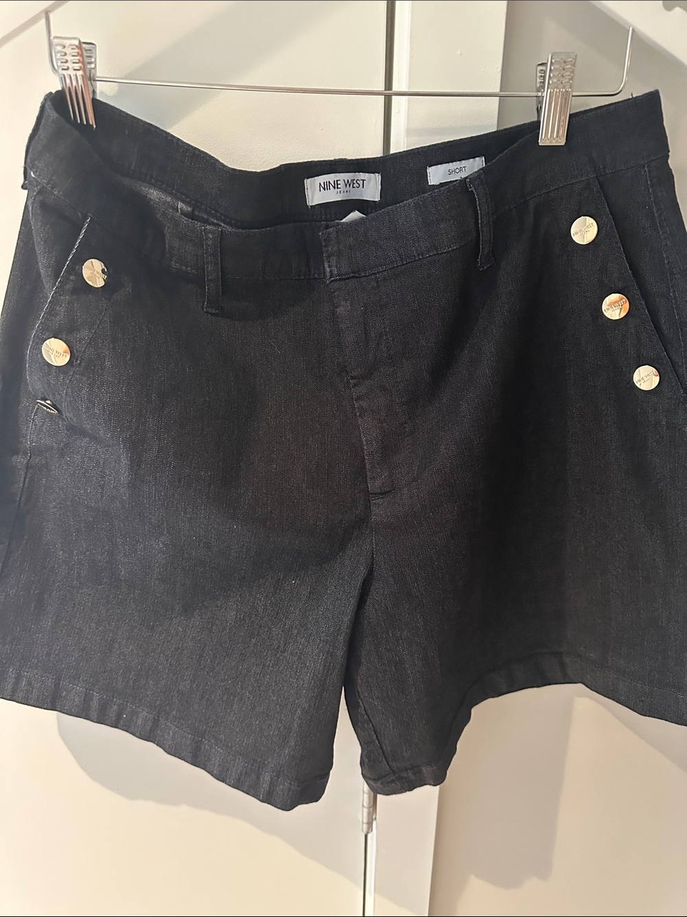 Nine West Black Shorts with Gold Button Accents
